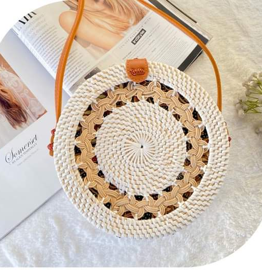 Round Rattan Crossbody Bag - Kulit Apparel LLC