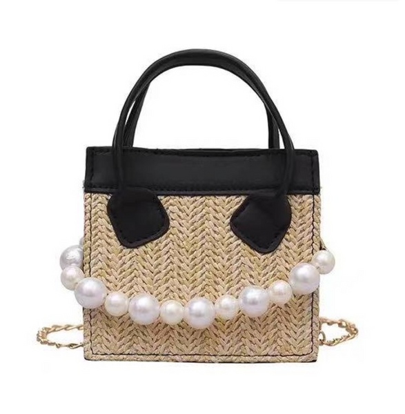 Straw bag with Pearl Strap - Kulit Apparel LLC