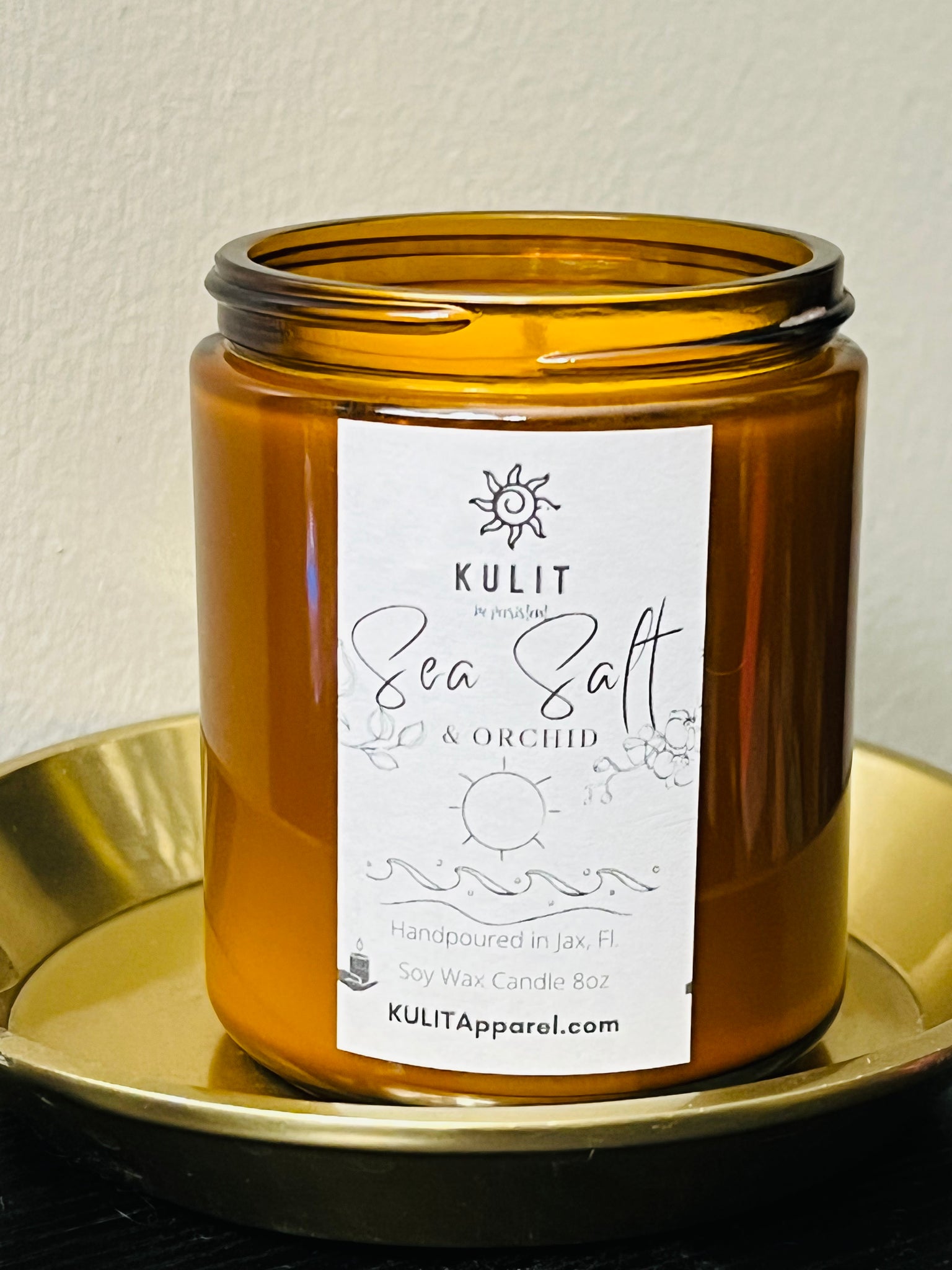 Sea Salt & Orchid 8oz Soy Wax Candle - KULIT "be persistent!"