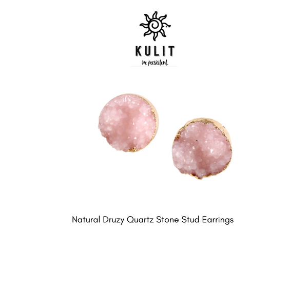 Druzy Quartz Stone Stud Earrings - Kulit Apparel LLC