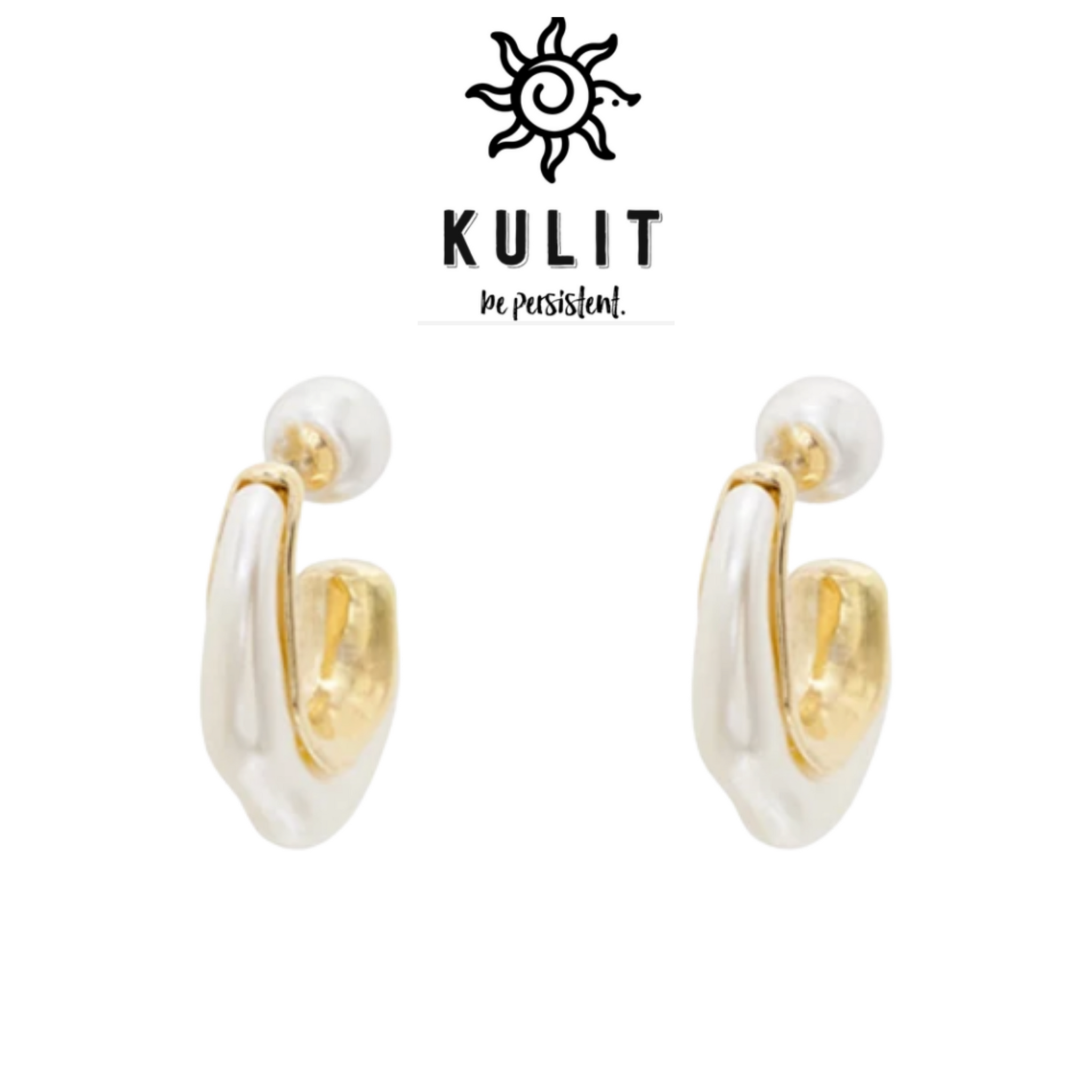 C Style Gold Pearl Drop Earrings - Kulit Apparel LLC