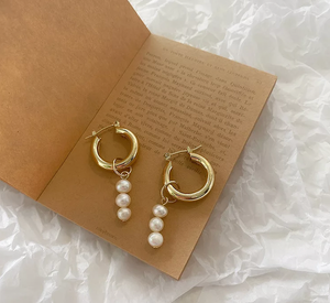 Gold plated fresh water pearl earrings - Kulit Apparel Store