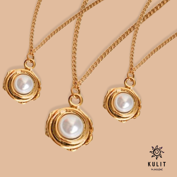 Chunky Pearl Gold Plated Necklace - Kulit Apparel LLC