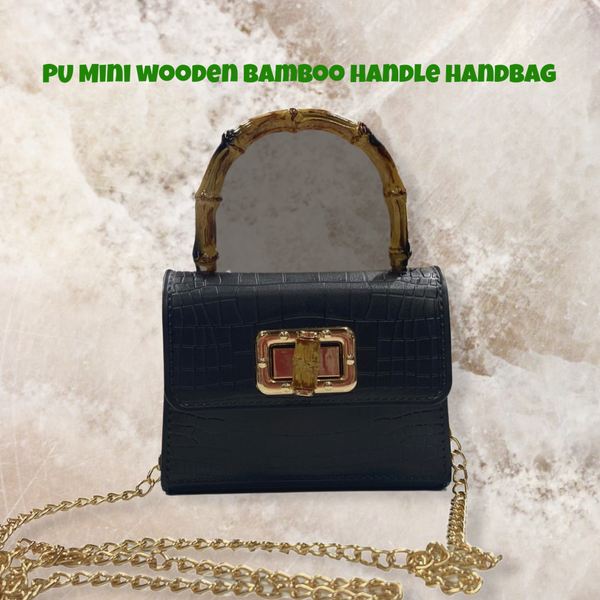 Black Bamboo Handle PU Vegan Leather - Kulit Apparel LLC